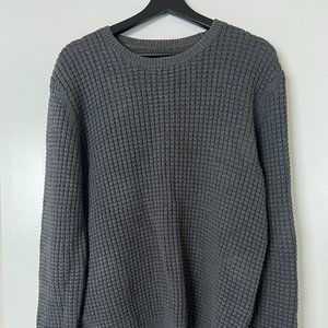 All Saints SOOT GREY Waffle Knit-Sweater Men Large